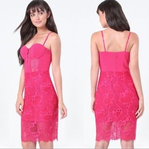 NWT Bebe fuchsia lace midi dress size 2